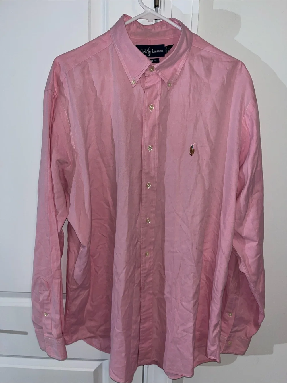 Polo Ralph Lauren pink w/pony men’s shirt classic 16 1/2”x 37” L TALL LONG